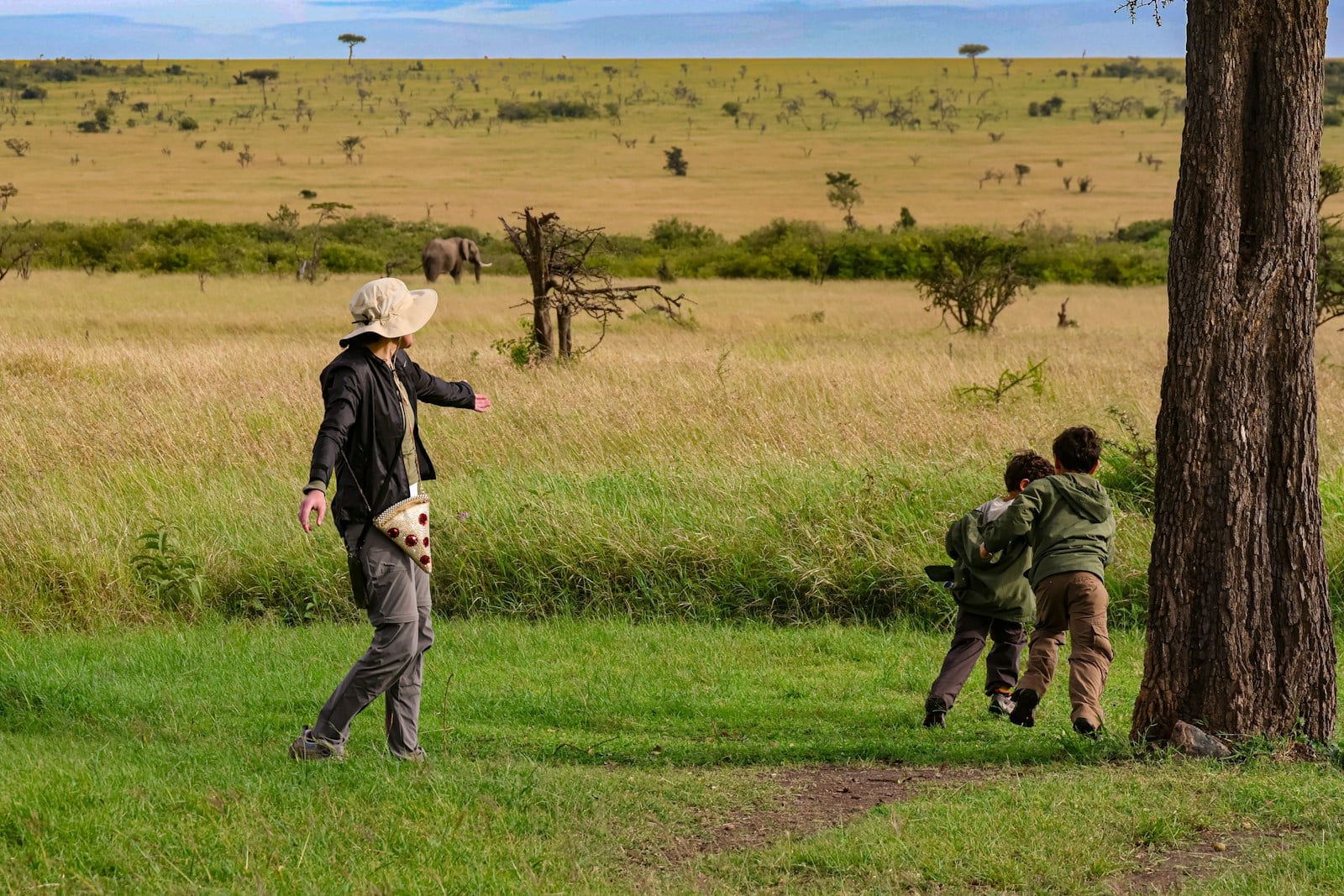 People on a bush and beach safari